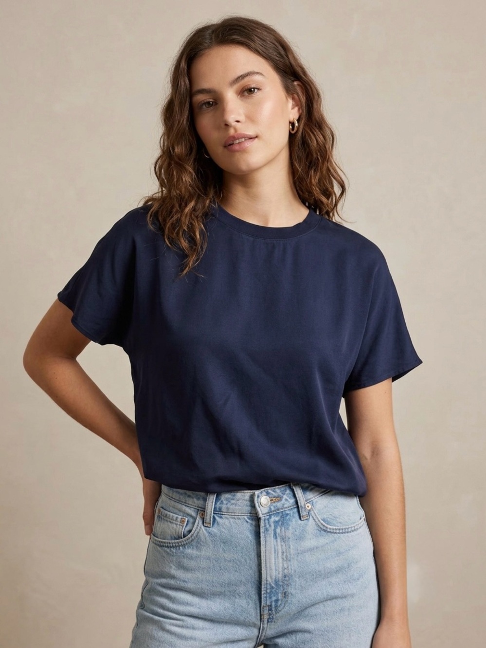 A new day Short Sleeve Crewneck T-Shirt Navy Blue | Medium (M)